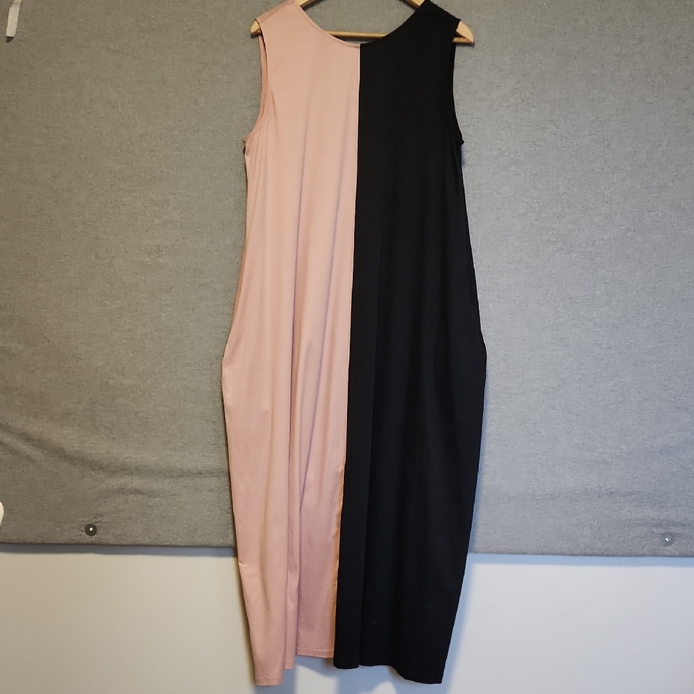 COS Pink and Black Sleeveless Sheath Maxi Dress